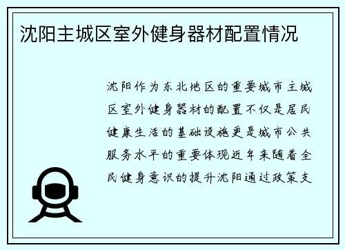 沈阳主城区室外健身器材配置情况